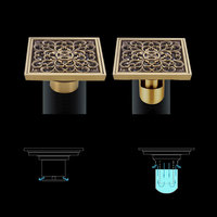 Grilles de drain carrées modernes en laiton poli anti-insectes pour hôtel, cuisine, salle de bain, toilettes, douche, drain de sol, installation facile