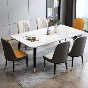 Set <span class=keywords><strong>Tavolo</strong></span> <span class=keywords><strong>da</strong></span> Pranzo di Lusso <span class=keywords><strong>con</strong></span> Piano in Pietra Sinterizzata, Design Moderno, <span class=keywords><strong>6</strong></span> Posti, <span class=keywords><strong>con</strong></span> <span class=keywords><strong>Sedie</strong></span> per Hotel, <span class=keywords><strong>Cucina</strong></span>, Appartamento - Product Image 3