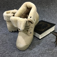Bottes d'hiver en toile avec doublure en fourrure chaussures de sport de randonnée décontractées bottes tactiques noires