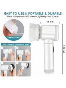 2024 New <strong>Electric</strong> Spin Scrubber Handheld <strong>Cleaning</strong> <strong>Brush</strong> 5 Replaceable Heads Plastic Handle Designed Bathroom Bottle Scrubbing - Product Image 6