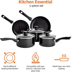 Juego de Ollas de Aluminio Negro de 8 Piezas, Antiadherente, Apto para Horno y Lavavajillas, para Cocinas de Gas e Inducción - Product Image 4