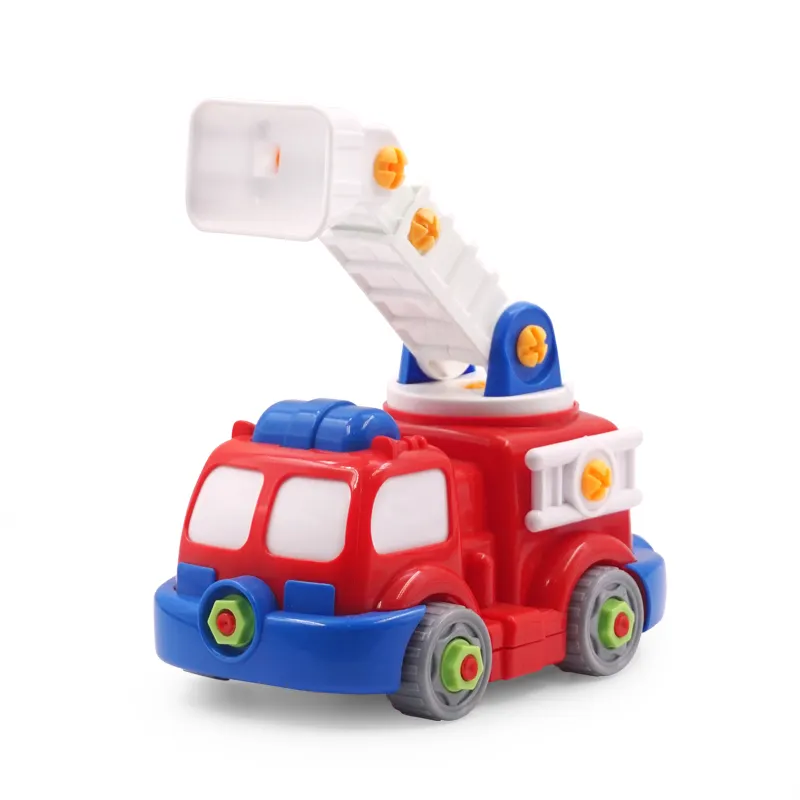 2022 Diy assembly removable Fire engine apart kids educational toys with electric drill or manual rotation table game