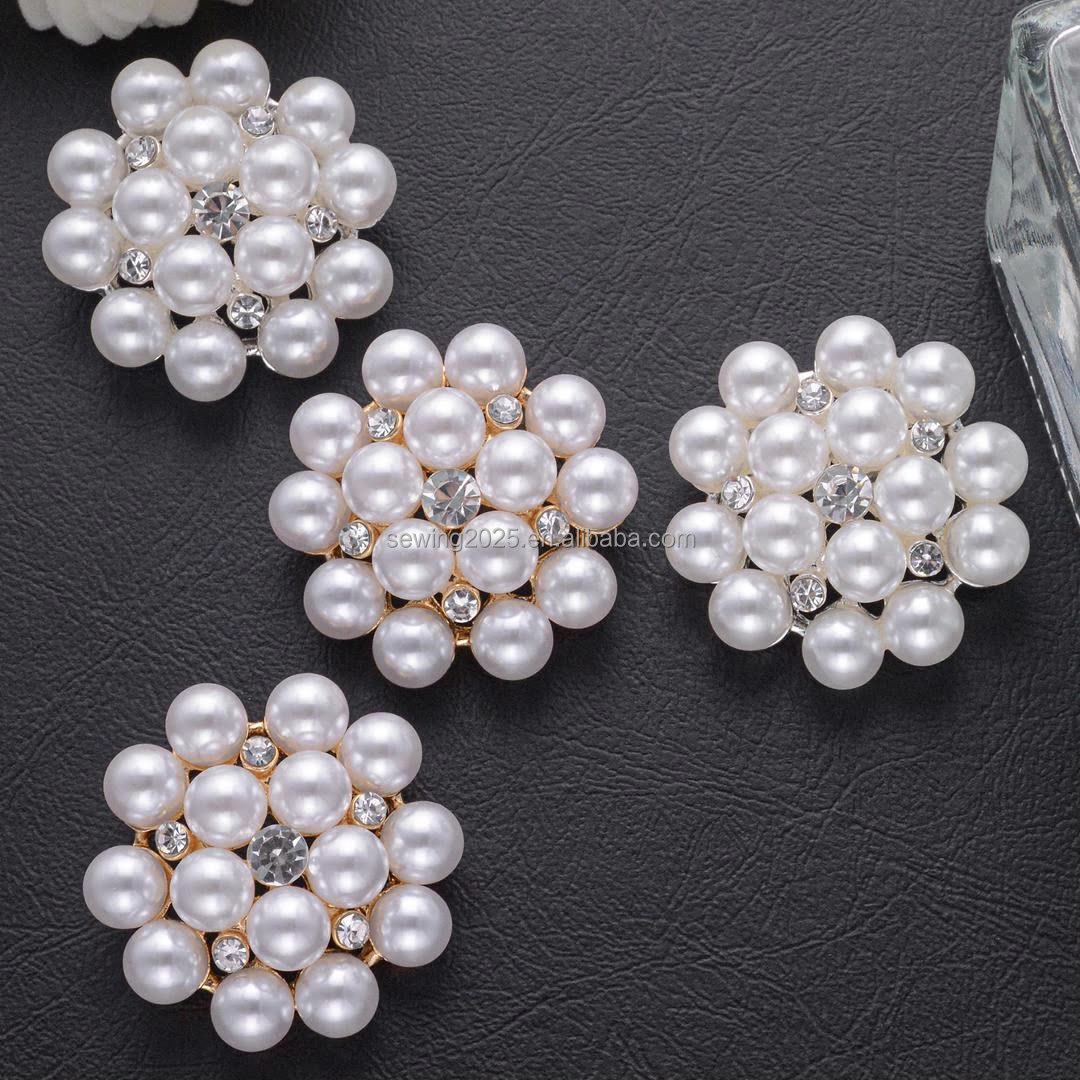 Round Pearl Flower Disk Metal Buttons - Blank Hand-Sewn Decorative Buttons for Wool Coats, Casual Jackets & DIY Projects