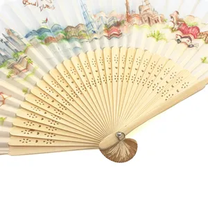 Engraved Hand Fan With Organza Bag Colombian Folding Wedding Personalized Fans Traditional Gifts Bamboo Souvenirs Wedding Fans