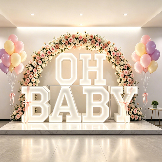 Custom Neon Sign Big Letters Freestanding Indoor Outdoor RGB LED Acrylic Neon Customizable Number Marquee Sign for Wedding Decor