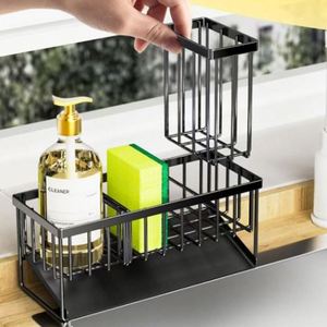 Bathroom <b>Kitchen</b> Accessories Storage Makeup Sink Caddy Soap Dispenser <b>Sponge</b> Caddy <b>Holder</b> Organizer With Removable Drain Tray - Product Image 3