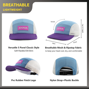Cappello da Corsa Leggero e Traspirante a 5 Pannelli Personalizzato con Visiera Flessibile ad Asciugatura Rapida <span class=keywords><strong>in</strong></span> Poliestere, Berretto da Maratona <span class=keywords><strong>in</strong></span> Rete - Product Image 5