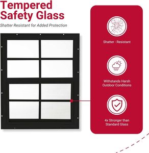 Fenêtres coulissantes pour abris de jardin <span class=keywords><strong>avec</strong></span> verre trempé et moustiquaires, montées encastrées, cadres en aluminium blanc pour abris de jardin et poulaillers - Product Image 3