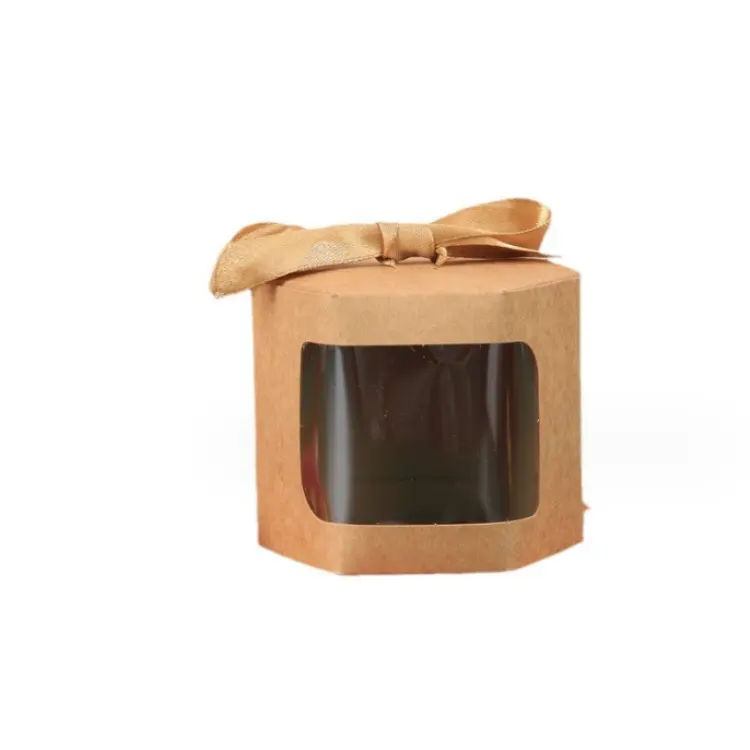 छोटे उपहार बॉक्स क्राफ्ट पेपर उपहार बॉक्स कैंडी कंटेनर बक्से के साथ खिड़की से पके हुए मिठाई मफिन