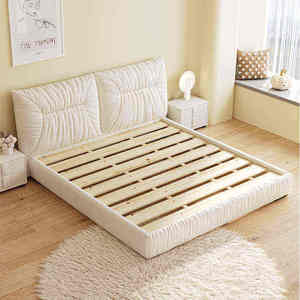 Nuovo Letto di Design Creativo <span class=keywords><strong>Bao</strong></span> <span class=keywords><strong>Tou</strong></span>, Lussuoso e di Alta Gamma, Rivestito in Pelle, con Gambe in Acciaio Inossidabile, Moderno Letto in Legno Misura King/Full - Product Image 6