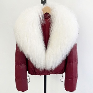 Veste d'hiver en <span class=keywords><strong>duvet</strong></span> de canard blanc de haute qualité pour femme, col en fourrure de laine véritable, nouvelle collection 25 - Product Image 3