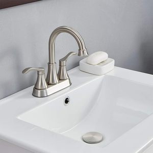 Miscelatore per lavabo Aquacubic Centerset a doppia maniglia; Acciaio inossidabile con sistema di alimentazione dell'<span class=keywords><strong>acqua</strong></span> senza piombo - Product Image 3