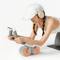 Équipement de fitness domestique : Roue abdominale à rebond automatique avec support coudes et minuteur de comptage