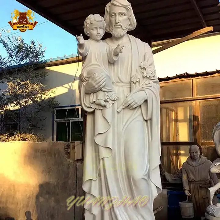 Tôn Giáo đá cẩm thạch chéo hình Chúa Giêsu con Jesus tượng vườn Thánh Gia đình bức tượng bán buôn ST Joseph và bé Jesus tượng