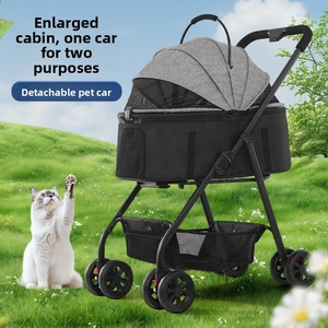 Cochecito 2 en 1 <span class=keywords><strong>para</strong></span> Mascotas con Transportín Extraíble, Diseño Plegable <span class=keywords><strong>para</strong></span> <span class=keywords><strong>Perros</strong></span> y Gatos Pequeños/Medianos, Parasoles y Asiento <span class=keywords><strong>para</strong></span> <span class=keywords><strong>Coche</strong></span> Todo Terreno - Product Image 3