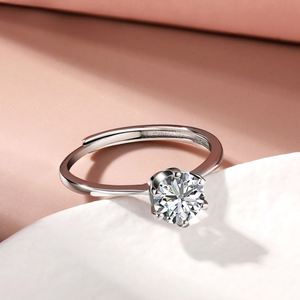 Dylam <b>Adjustable</b> Open 1CT 925 <b>Sterling</b> <b>Silver</b> Engagement <b>Rings</b> Solitaire Cubic Zirconia CZ Wedding Promise <b>Rings</b> for Women - Product Image 6
