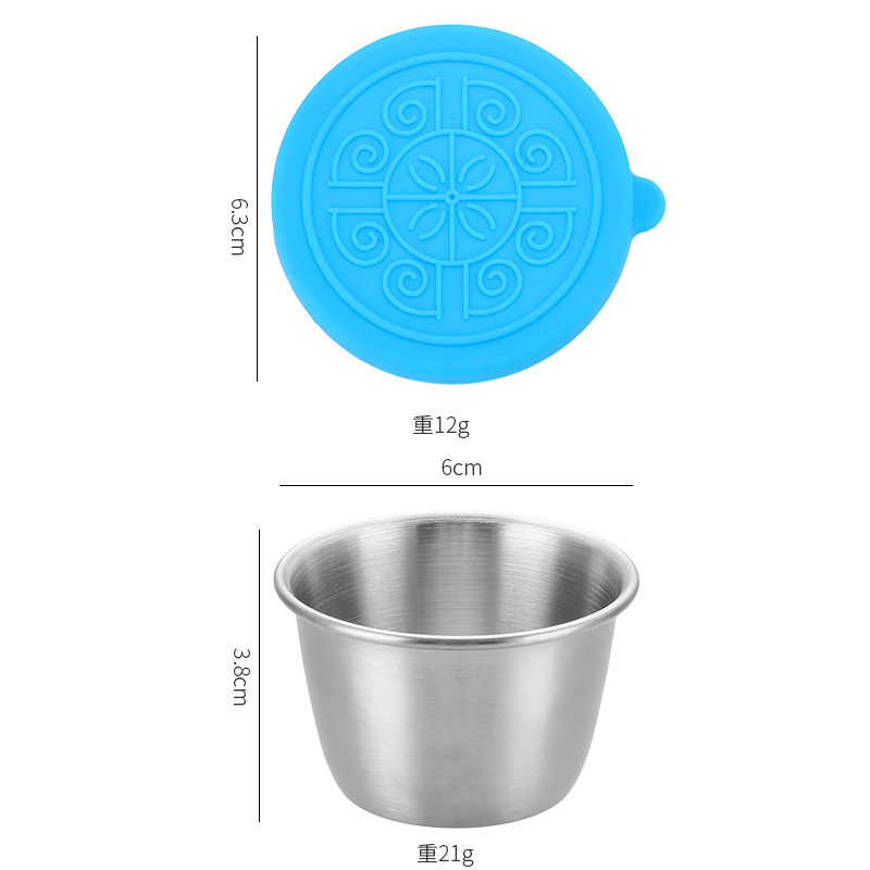 Plat à condiments de 70 ml (avec couvercle en silicone bleu)