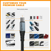 Câble de charge rapide USB C 120W 3A, 3FT 6FT, câble USB A vers USB C, câble de données tressé de type C pour Sumsung Xiaomi