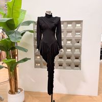 Robe longue plissée pour femme, col montant, coupe ajustée, élastique, nouvelle collection automne 2026, style boutique