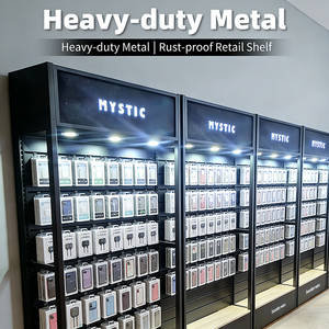 Estante de decoración de tienda personalizable Mingtang, soporte de exhibición de tienda, estantes de exhibición de pared plana al por menor de Metal con Led y ganchos - Product Image 3