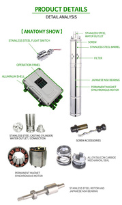 Agriculture Solar Water <b>Pumps</b> Stainless Steel <b>Submersible</b> Solar Deep Well Water <b>Pump</b> 3YYS1.8/120-D48/500 <b>Submersible</b> Solar Water - Product Image 2