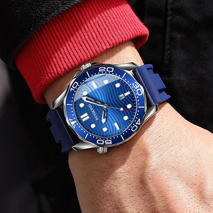 Binbond2820 <b>Men's</b> Business Stainless Steel / Silicone Band Quartz <b>Watch</b> Room Gold Luminous Rotating Dial Waterproof Personalized - Product Image 2