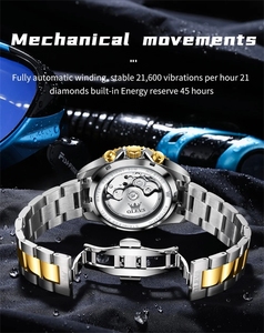 นาฬิกาข้อมือผู้ชาย OLEVS 6715 ระบบออโตเมติก หน้าปัดกลวง แสดงวันที่ พร้อมฟังก์ชั่นแสดงข้างขึ้นข้างแรม ดีไซน์ทันสมัย กันน้ำ - Product Image 6