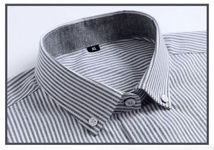 Chemise Oxford décontractée pour homme, coupe ajustée, 100% coton, style sans repassage, résistante aux plis, à carreaux en chevrons, rayée, manches longues, ODM - Product Image 2