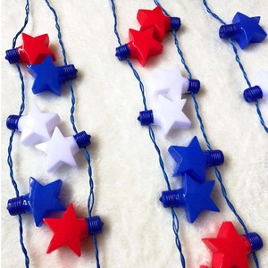 USA patriottico 4 ° di July LED collana con luce lampeggiante rosso bianco blu Blow stelle Martdi Gras partito favore perline lanciare - Product Image 4