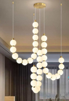 Lustre LED personnalisé avec pendentif en chaîne de perles pour hall d'hôtel, bureau de vente, atrium, réception de club