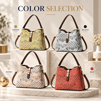 Sac seau élégant en cuir PU jacquard pour femme, sac à main à bandoulière avec poignée supérieure, idéal pour le quotidien, le travail, les voyages et les soirées