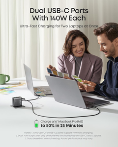 Chargeur mural rapide Anker 140W GaN PD 3.1 4 ports, distribution intelligente de l'énergie GaNPrime pour MacBook Pro 16 pouces, <span class=keywords><strong>iPhone</strong></span>, Samsung - Product Image 3