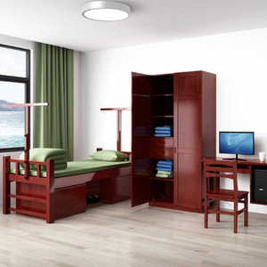 Custom Made Solid <b>Wood</b> Rubberwood <b>Bunk</b> <b>Bed</b> With Storage For Dormitory Bedroom Use - Product Image 1