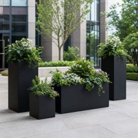 Jardinière carrée haute en métal, en acier galvanisé et alliage d'aluminium, pour extérieur, pot de fleurs long, résistant à la rouille, décoration de jardin, fourni par l'usine