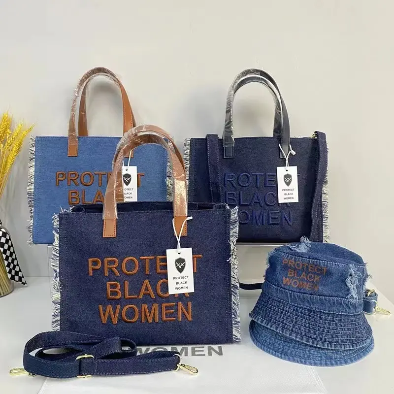 New Product Women's Jean Denim Tote Bag Designer Handbags Famous Brands Protect Black People Bag Women Large Canvas