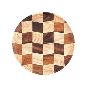 الساخن بيع أكاسيا الرماد الخشب خياطة اليابانية صينية جولة أطباق عشاء الفاكهة طبق تقديم الحلوى - Product Image 4