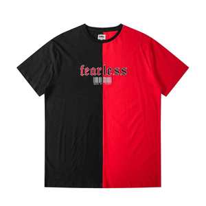 Logotipo personalizado impreso hombres Split dos tonos de <span class=keywords><strong>color</strong></span> de gran tamaño camisetas medio negro medio blanco camiseta - Product Image 4