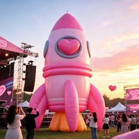 Modèle de fusée d'avion gonflable rose personnalisé, accessoires de décoration publicitaire sur le thème de l'aérospatiale, y compris souffleur