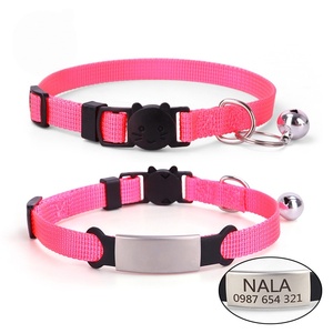 <span class=keywords><strong>Collar</strong></span> de Gato de Poliéster Personalizado con Grabado Láser de Etiqueta Metálica, <span class=keywords><strong>Collar</strong></span> de Lujo con Campana para Gatos - Product Image 1