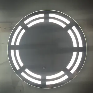 Зеркало круглое светодиодное с двойной световой полосой 3 вида цветов противотуманное с памятью настенное крепление для макияжа для декора ванной комнаты
