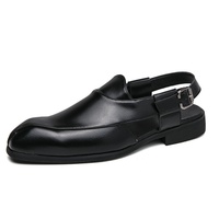 Sandales d'été confortables en PU à bout fermé pour hommes, style Baotou, idéales pour les occasions décontractées, mariages, fêtes, activités de plein air, avec caractéristiques souplesse et sensation pieds nus, couleur unie