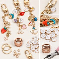 Kit de breloques DIY Meetee BB194, accessoires pour porte-clés en métal avec chaînes, anneaux et crochets pour la création de bijoux faits main et la décoration de sacs
