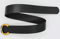 Ceinture large en cuir PU souple pour femme, avec boucle dorée en forme de lettre C, pour robe
