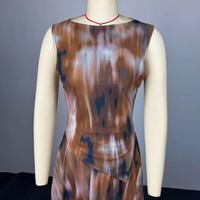 Ensemble jupe d'été tendance HK73330 pour femme, style streetwear, haut imprimé sans manches asymétrique + jupe trapèze, tenue 2 pièces pour femme