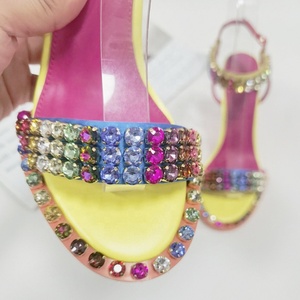 Pink High <strong>Heels</strong> Sandals Bling Crystal Sandals <strong>Sparkly</strong> Multi-Color Rhinestone Dress Pumps Patchwork Women Shoes <strong>Heels</strong> Size 10 - Product Image 5