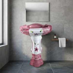 Ensemble de lavabo sur pied en céramique moderne de luxe, lavabo de salle de bain avec piétement complet, lavabo design, articles sanitaires - Product Image 5