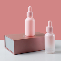 Flacons compte-gouttes d'huile essentielle en verre rose rond vide personnalisé de 5ml 10ml 30ml 50ml 100ml Vente en gros
