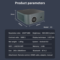 Projecteur intelligent 4K à mise au point automatique Système Android 9 1080P 2 + 32G WiFi 6 LED Mini projecteur vidéo Home cinéma portable