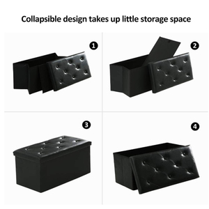 Faux Leather Folding <strong>Storage</strong> Ottoman for Bedroom Home Furniture Stool <strong>Pouff</strong> Factory Direct - Product Image 3