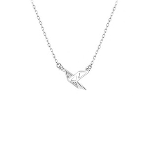 Origami Crane Necklace Silver Geometric Design Clavicle Chain Minimalist Jewelry Everyday Wear - Product Image 5
